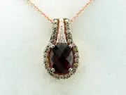 LeVian 14K Rose Gold Rhodolite Garnet Chocolate Diamond 2.38 ct Pendant Necklace