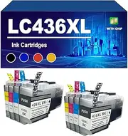 LC436 LC436XL Ink Cartridges Compatible for Brother MFC-J4340DW MFC-J4440DW MFC-J4540DW MFC-J5855DW MFC-J5955DW MFC-J6555DW MFC-J6955DW MFC-J6957DW Printers,4 Color-2 Set