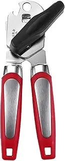 Xoxel 3 in 1 Stainless Steel Manual POP Can Opener – Ergonomic Design with Built-in Bottle Opener, Razor-Sharp Blade & Safe Edge for Easy Opening | Dishwasher Safe | Red (Household & Camping Use)