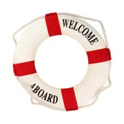 Welcome Aboard Foam Nautical Life Ring Boat Wall Hanging Home Decoration Red 50cm