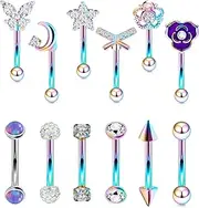 [Vsnnsns] Rook Daith Piercing Jewelry 16G Stainless Surgical Steel Curved Barbell Eyebrow Rings Vertical Labret Lip Piercing Jewelry Rook Daith Earrings for Women Men 6MM 8MM 10MM Hypoallergenic