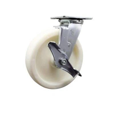 8 Inch Stainless Steel Nylon Swivel Caster with Ball Bearing and Brake SCC