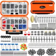 253pcs Fishing Accessories Kit Tackle Box Hooks Weights Spinner Blades Gear