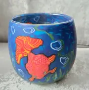 Le Vitrage Forever Glow Glass Candle Holder - Hand Crafted - Fish Pattern