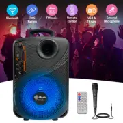 8" Portable Bluetooth Speaker DJ Party Speakers Stereo Subwoofer wit Karaoke Mic
