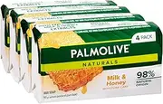 Palmolive Naturals Bar Soap, 4 Pack x 90g, Moisture Care with Natural Milk & Honey