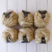 Lana Grossa Pepe Yarn~Lot of 6~#13 Tan Brown ~ Cotton Blend ~ Twisted Chainette