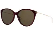 Gucci GG1268S 003 Sunglasses Women's Burgundy/Gold/Brown Lenses Oval Shape 58mm