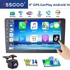 9" Car Stereo Carplay Double DIN Head Unit+Cam Android 14 Radio GPS Navi 4+64G