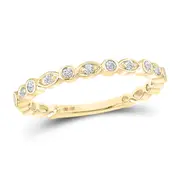 14k Yellow Gold Round Diamond Stackable Band Ring 1/8 Cttw