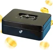 Money Box - Compact Cash Safe Lock Box - Secure Locking Portable Metal Saving Organizer for Valuables Register Home Security Passport Business Document Storage