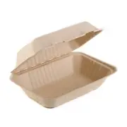 [ 200 Pack ] Compostable Clam Shell Take Out Food Container 6 x 9 x 3 in.