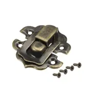 Box Latch, Small Size Bronze Decorative Hasp Jewelry cases Catch w Screws 2 Sets