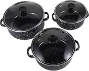 1 Set of Enamel Stockpot with Lid Cooking Pot Vintage Stew Pot with Handle Soup Pot