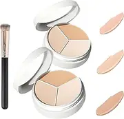 Tricolor Concealer, 2025 Tri Color Face Concealer Highlight Contour Palette Tri Color Pot, for Dark Circles, Spots, Tear Troughs and Contour Pots (color, 2pcs)