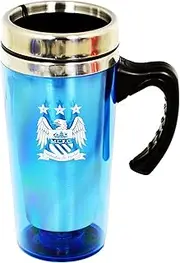 Manchester City FC Official Aluminium Football Crest Travel Mug (UK Size: One Size) (Sky Blue)
