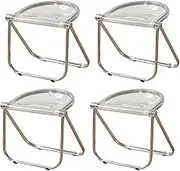 SHANGDAOYU Acrylic Plastic Folding Chair with Metal Frame 150 kg Capacity, Outdoor/Indoor Commercial for Party, Wedding, Event, Office, Patio, Kitchen, Picnic (4 Pack)