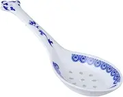 Ipetboom Ceramic Soup Spoon Traditional Chinese Style Tableware with Unique Printing Design Cold Resistant for Serving Soups and Condiments for Family Meals and Housewarming