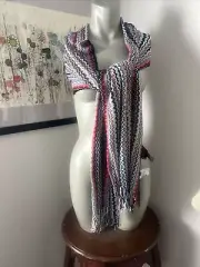 Missoni Zig Zag Scarf Stripe Chevron Multi Colored Gold Knit Fringe. NWT.