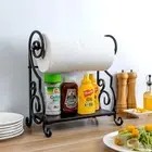 Kitchen Countertop Scrollwork Design Paper Towel Holder Bar w/ Condiment Shelf