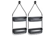 2x Boxsweden 2 Tier Shower Caddy Plastic Dual Hanging Storage Bath Organiser GRY