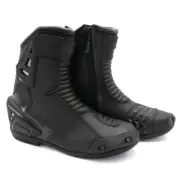 Custom Made Full Black Motorbike Short Leather Shoes Motorcycle Racing Boots