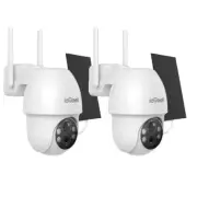 2x ieGeek 2K 3MP Wi-Fi Security Camera Outdoor Waterproof Battery W/ Solar Panel