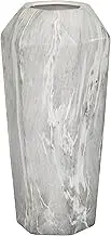 Deco 79 Ceramic Decorative Vase Faux Marble Centerpiece Vase, Flower Vase for Home Decoration 7" x 7" x 14", Black