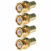 4 Pcs BNC Male to RCA Female Coax Coaxial Adapter Connector Converter CCTV Gold