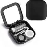 Sibba Contact Lens Cases with Mirror, Contact Lens Holder Mini Box Container, Portable Contact Lens Soaking Case with L and R Caps for Travel, Black, styling