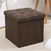 Hbluefat Folding Storage Ottoman Bench Footrest Seat Chest Coffee Table Toy Box for Living Room Hallway,Linen-Look Fabric (Brown, 55L)