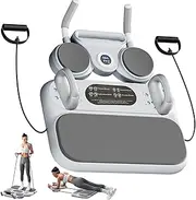 Multifunctional Push-up Board with Resistance Bands and Time Counter, Ab Roller Wheel Abdominal Board Automatic Rebound Home Workout Equipment Gray