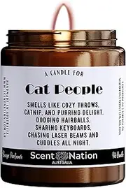[Scent Nation Australia] Cat Gifts for Cat Lovers - 225g Soy Wax with Sugar Cookie Scented Candle - Cat Themed Gifts for Women, Cat Mums, Crazy Cat Lady Gifts Funny. Made in Australia (Cat People)