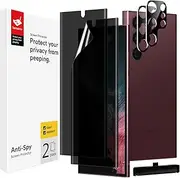 [BERSEM] 2+2 Pack Privacy Screen Protector for Samsung Galaxy S22 Ultra, 6.8 Inch with Tempered Glass Camera Lens Protector, Anti-Spy Flexible TPU Film, Easy Installation