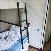 Trailer Camper Hook-On Twin Bunk Bed Ladder Iron, RV Loft Bed Hanging Ladder, Elevated Bed Climbing Ladder for Elderly Adult Teens Kids, Load 330lbs (Color : Black, Size : 1.16m/45