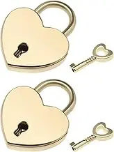 SING F LTD 2PCS Heart Shaped Padlocks with 2PCS Keys Cute Mini Metal Locks for Diary Book Jewelry Box Storage Unit Drawer Cabinet Light Gold