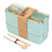 3-Layer Students Lunch Box Eco-Friendly Leakproof 900ml Food Container - Green