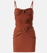 [Christopher Esber] Christopher Esber Pierced Orbit cutout jersey minidress AU 8 brown