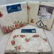 Vintage Stevens Mohawk Muslin Double Bed Sheet Set Flat, Fitted & Pillowcases