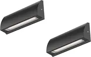 ledscom.de SEGIN LED Wall Light/Stair Light for Outdoor Use, IP54, Flat, Downlight, Matte Black, Square, 6.2 W, 566 lm, Warm White, Pack of 2