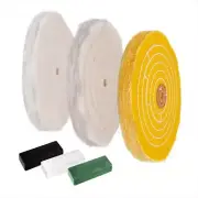 6-Inch Bench Grinder Buffing Wheel Kit with Polishing Compound Set