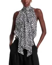 Anine Bing Printed Tie Neck Top