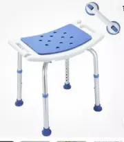 HEALTH LINE Eva Padded Shower Stool w/Suction Grab Bar White/Blue, New