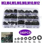340PC For Starlock Washers Push On Lock Star Nut Fastener Clips Lock M3 M4/M12