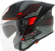 KYT TTR-JET LED, open face helmet , color: Black/Grey/Red , size: XS