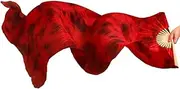 [CekoCk] Sequin Skirt，Belly Dancer Skirt, Dance Ribbons,Silk Fans,1Piece Right Hand/1 Pair Silk Veils Long Silk Fans Hand Made Colorful Belly Dance Accessory Fans (Color : 1 Pc Rightcolor11)