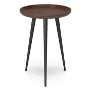 Clairmont Modern Industrial 18 inch Wide Metal Round Side Table in Cognac