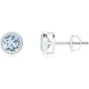 Bezel-Set Aquamarine Solitaire Stud Earrings