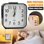 Black Alarm Clock With Night Light No Tick Snooze Silent Small Bedside Clocks