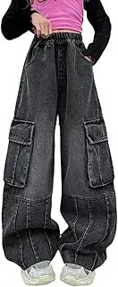 [Generic] Light Leggings for Girls Summer and Autumn New Models for Middle and Large Children with Big Pockets Retro Wide Leg Pants Trendy and Loose Casual Trousers Girl Pants Outfit